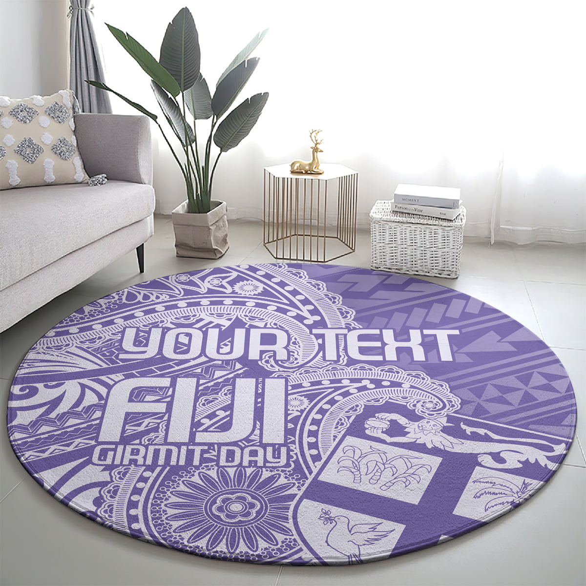 Custom Indo Fijians Round Carpet Fiji ke Hindustani Polyneisan Paisley Purple Style LT9 - Polynesian Pride