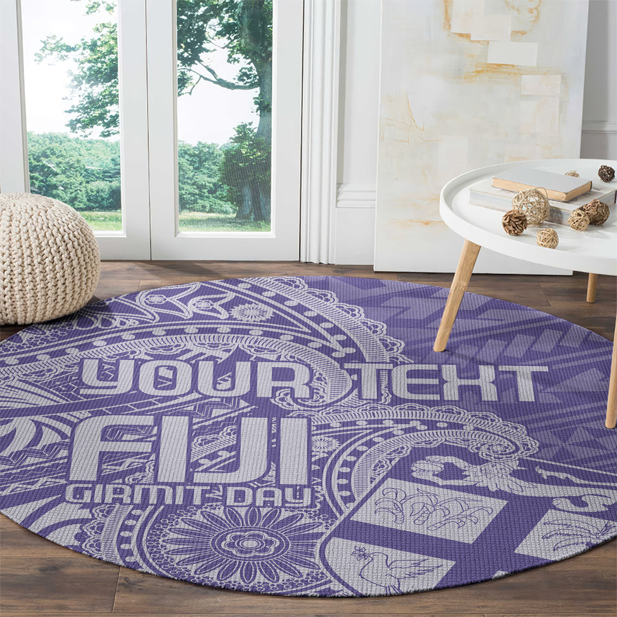Custom Indo Fijians Round Carpet Fiji ke Hindustani Polyneisan Paisley Purple Style LT9 - Polynesian Pride