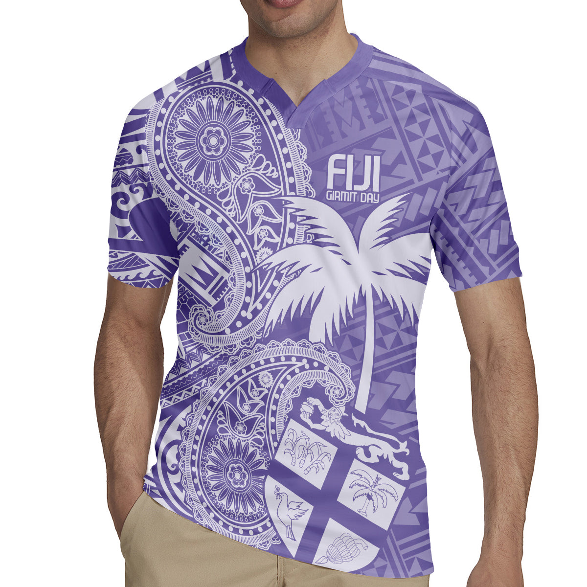 Custom Indo Fijians Rugby Jersey Fiji ke Hindustani Polyneisan Paisley Purple Style LT9 - Polynesian Pride
