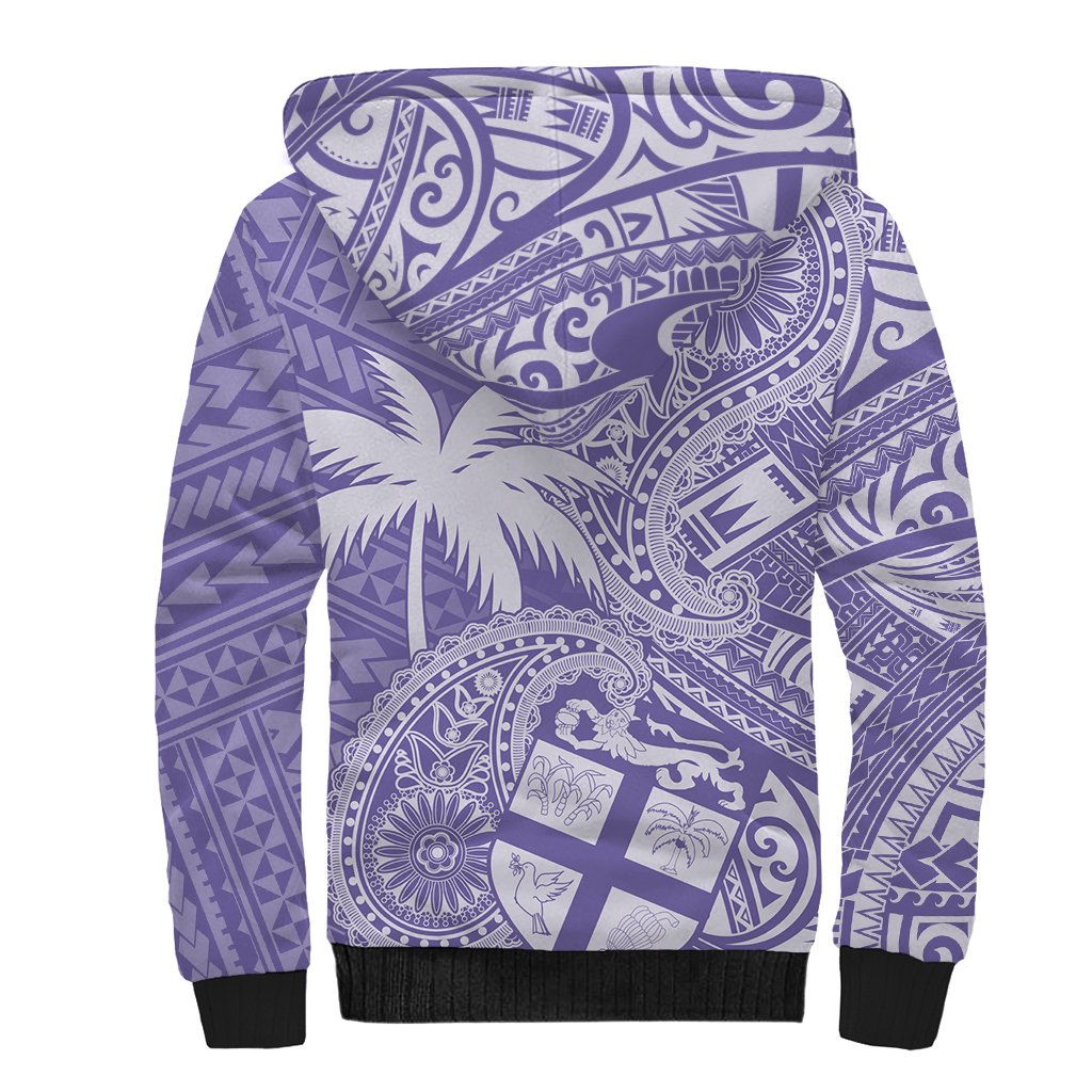 Custom Indo Fijians Sherpa Hoodie Fiji ke Hindustani Polyneisan Paisley Purple Style LT9 - Polynesian Pride