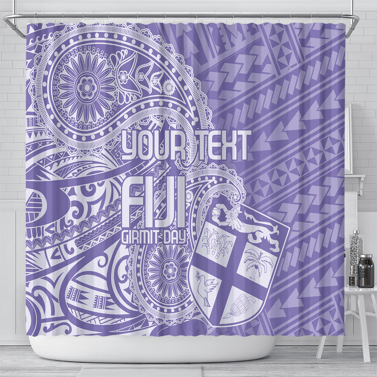 Custom Indo Fijians Shower Curtain Fiji ke Hindustani Polyneisan Paisley Purple Style LT9 - Polynesian Pride