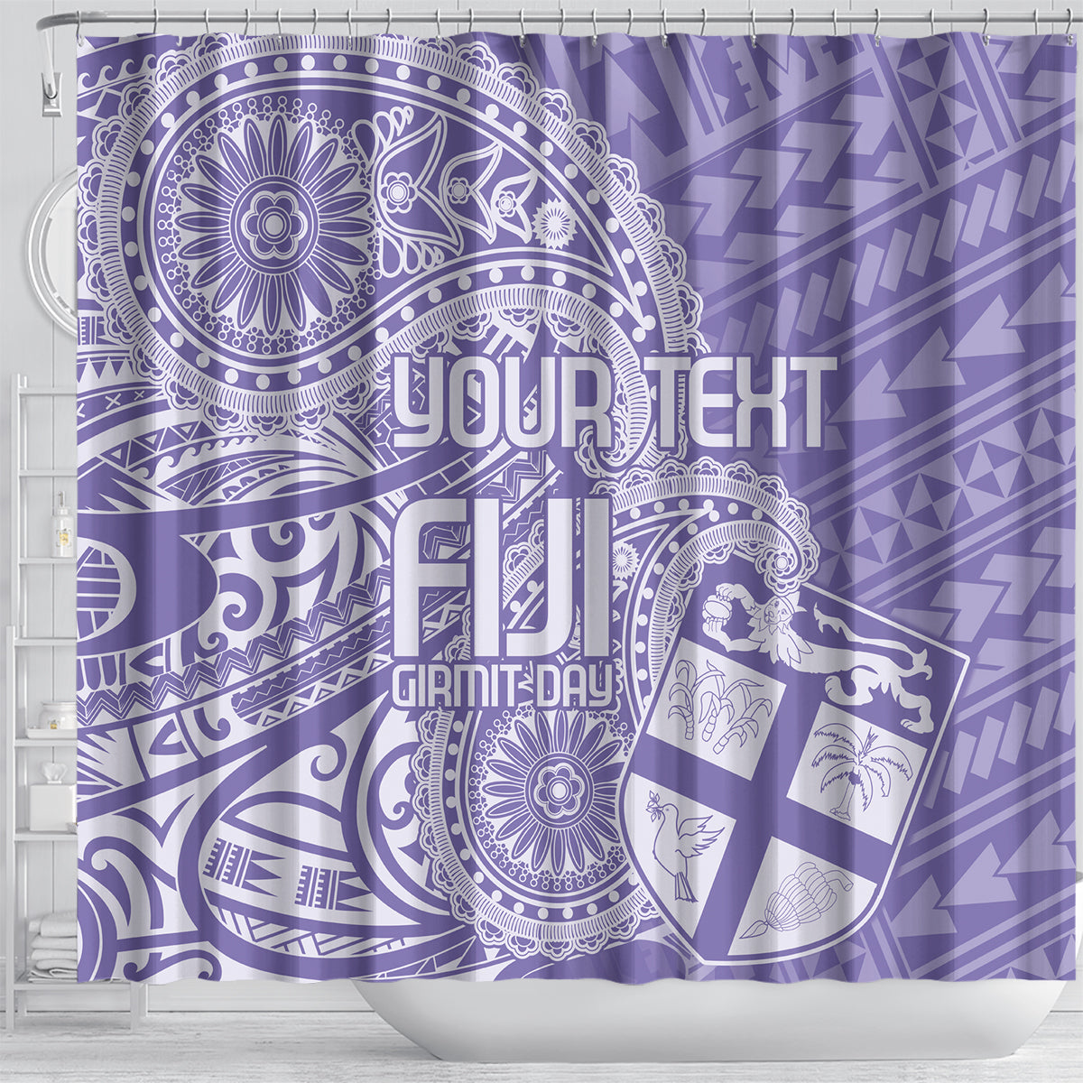 Custom Indo Fijians Shower Curtain Fiji ke Hindustani Polyneisan Paisley Purple Style LT9 - Polynesian Pride