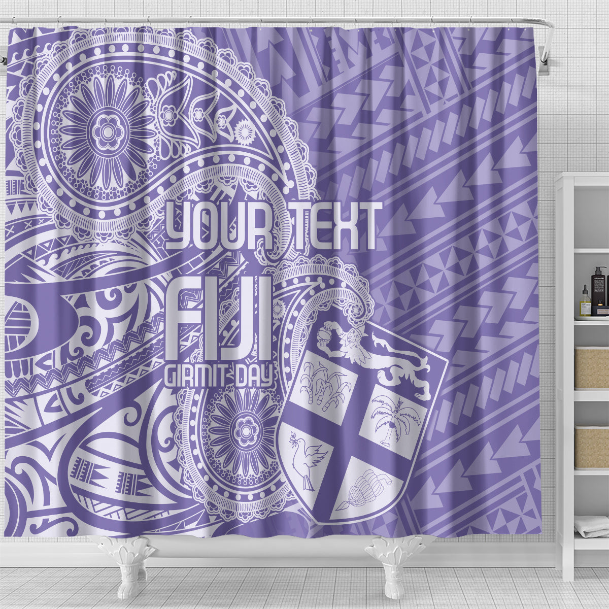 Custom Indo Fijians Shower Curtain Fiji ke Hindustani Polyneisan Paisley Purple Style LT9 - Polynesian Pride