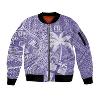 Custom Indo Fijians Sleeve Zip Bomber Jacket Fiji ke Hindustani Polyneisan Paisley Purple Style LT9 Unisex Purple - Polynesian Pride