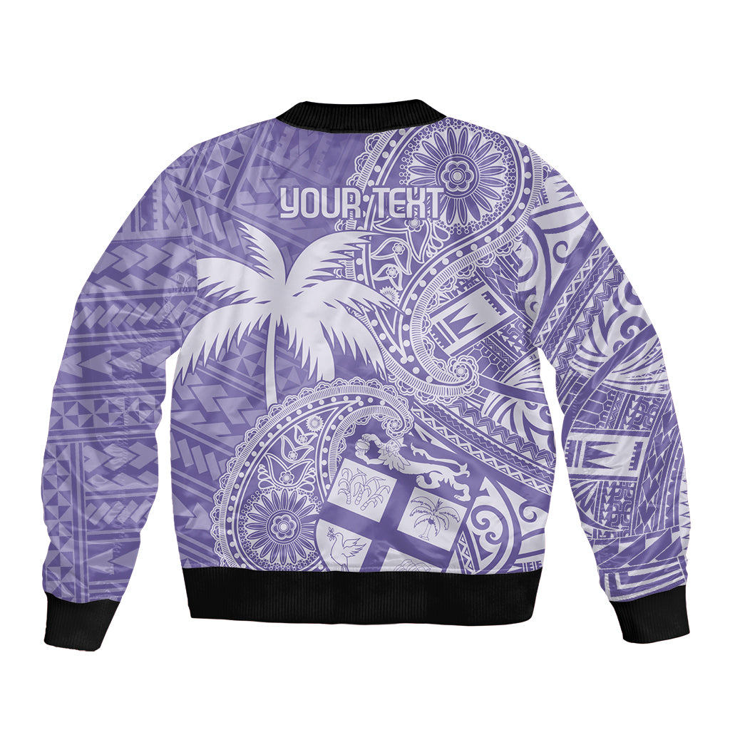 Custom Indo Fijians Sleeve Zip Bomber Jacket Fiji ke Hindustani Polyneisan Paisley Purple Style LT9 - Polynesian Pride