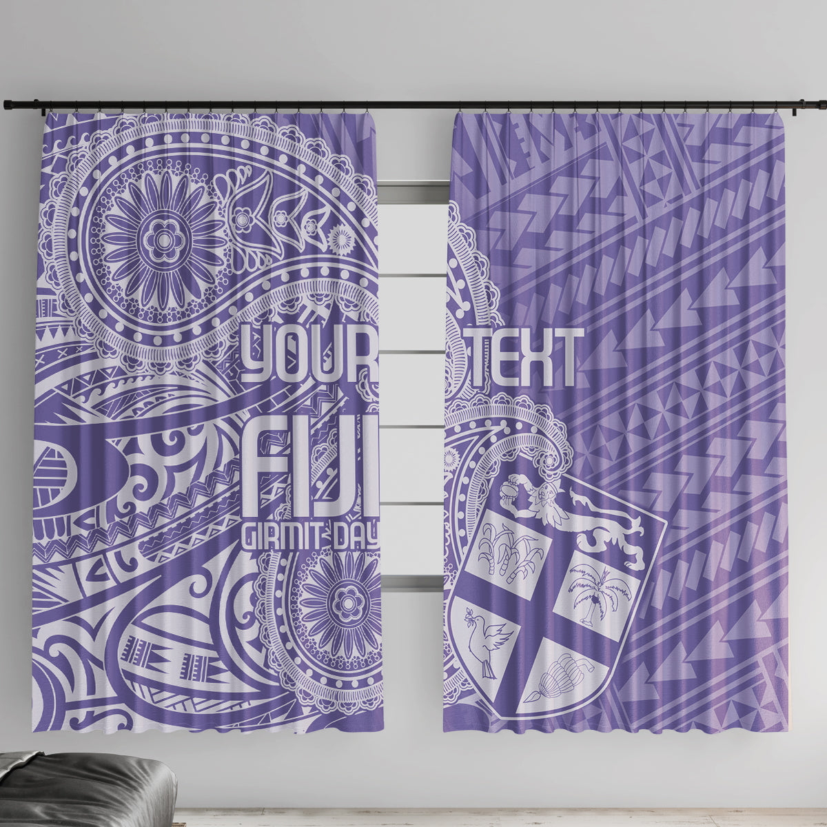 Custom Indo Fijians Window Curtain Fiji ke Hindustani Polyneisan Paisley Purple Style LT9 With Hooks Purple - Polynesian Pride