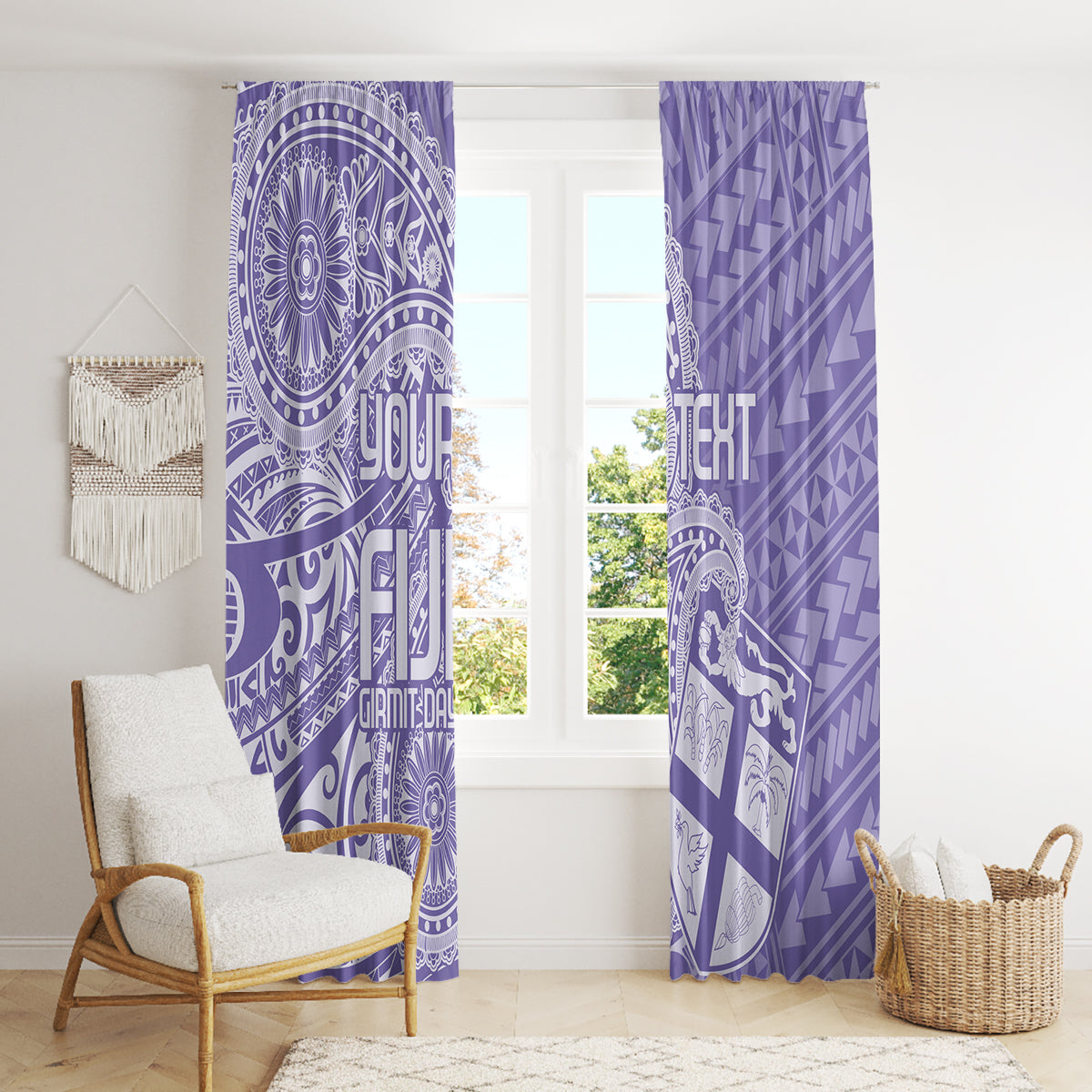Custom Indo Fijians Window Curtain Fiji ke Hindustani Polyneisan Paisley Purple Style LT9 - Polynesian Pride