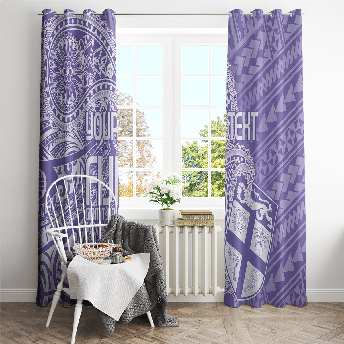 Custom Indo Fijians Window Curtain Fiji ke Hindustani Polyneisan Paisley Purple Style LT9 - Polynesian Pride