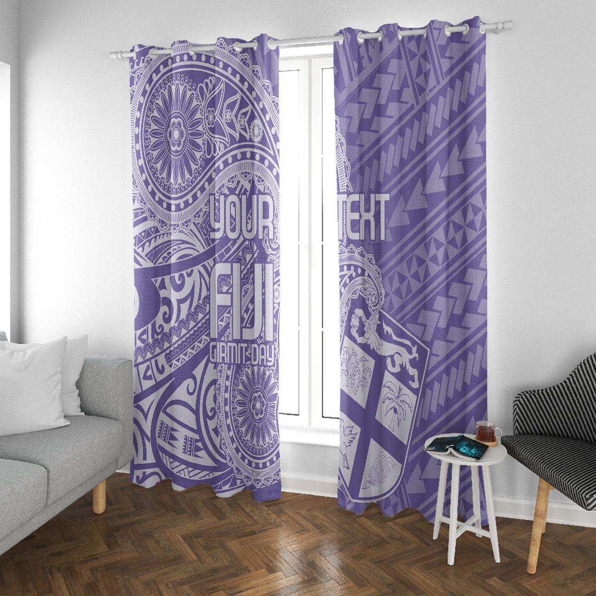 Custom Indo Fijians Window Curtain Fiji ke Hindustani Polyneisan Paisley Purple Style LT9 With Grommets Purple - Polynesian Pride