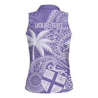 Custom Indo Fijians Women Sleeveless Polo Shirt Fiji ke Hindustani Polyneisan Paisley Purple Style LT9 - Polynesian Pride