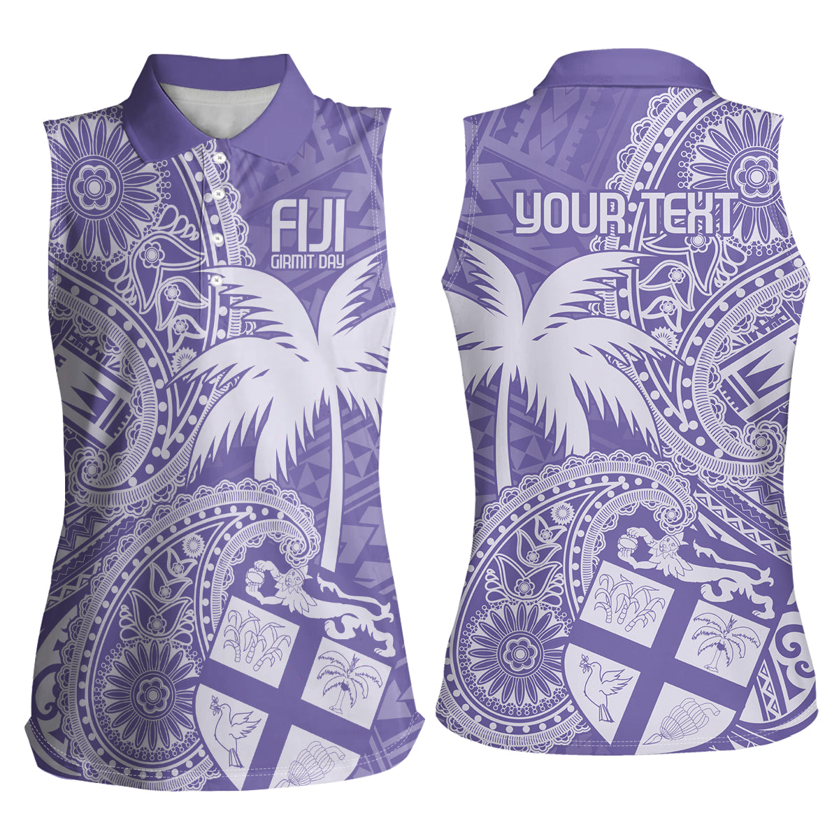 Custom Indo Fijians Women Sleeveless Polo Shirt Fiji ke Hindustani Polyneisan Paisley Purple Style LT9 - Polynesian Pride
