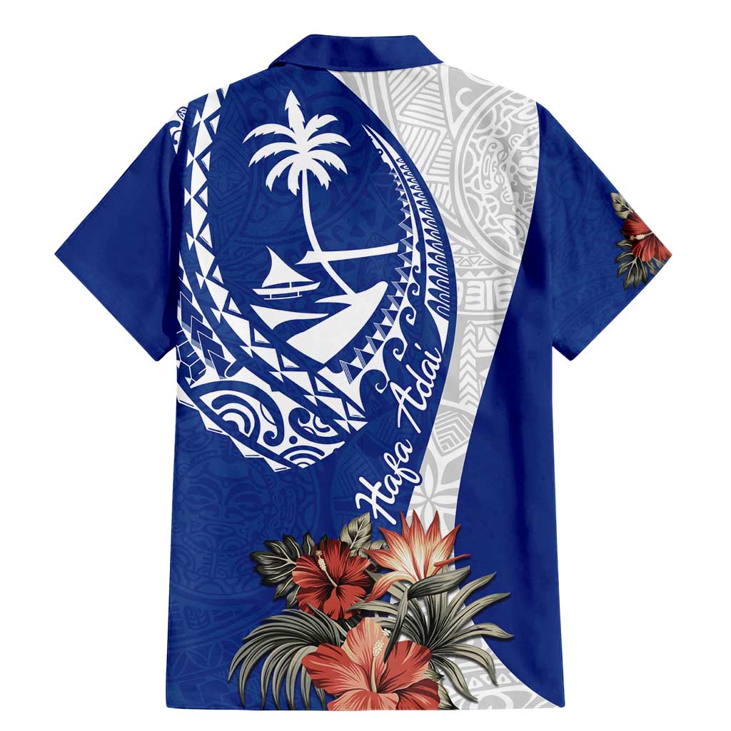 Blue Guam Hafa Adai Family Matching Mermaid Dress and Hawaiian Shirt Tropical Flowers with Polynesian Pattern LT9 - Polynesian Pride