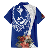 Blue Guam Hafa Adai Family Matching Mermaid Dress and Hawaiian Shirt Tropical Flowers with Polynesian Pattern LT9 - Polynesian Pride