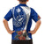 Blue Guam Hafa Adai Family Matching Off Shoulder Maxi Dress and Hawaiian Shirt Tropical Flowers with Polynesian Pattern