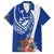 Blue Guam Hafa Adai Family Matching Off Shoulder Maxi Dress and Hawaiian Shirt Tropical Flowers with Polynesian Pattern