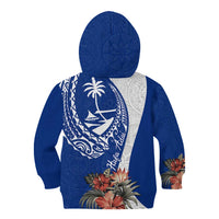 Blue Guam Hafa Adai Kid Hoodie Tropical Flowers with Polynesian Pattern LT9 - Polynesian Pride