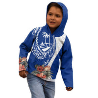 Blue Guam Hafa Adai Kid Hoodie Tropical Flowers with Polynesian Pattern LT9 - Polynesian Pride