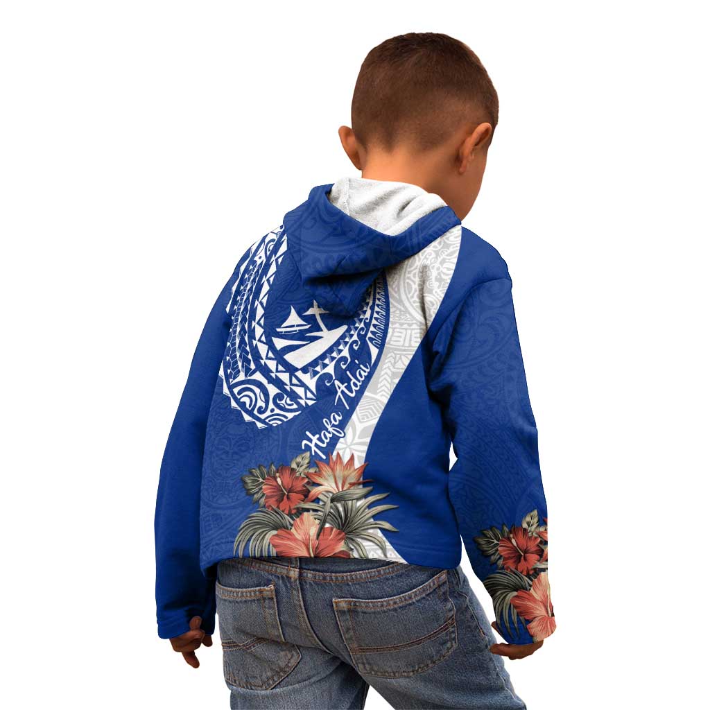 Blue Guam Hafa Adai Kid Hoodie Tropical Flowers with Polynesian Pattern LT9 - Polynesian Pride