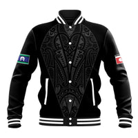 Queensland Maori Rugby Nga Hau e Wha Baseball Jacket Black Motif LT9 Unisex Black - Polynesian Pride