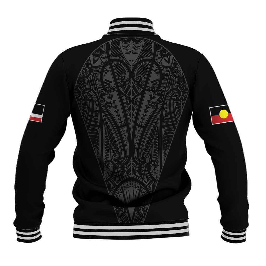 Queensland Maori Rugby Nga Hau e Wha Baseball Jacket Black Motif LT9 - Polynesian Pride