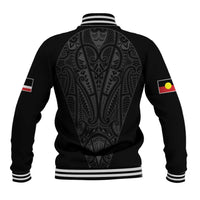Queensland Maori Rugby Nga Hau e Wha Baseball Jacket Black Motif LT9 - Polynesian Pride