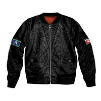 Queensland Maori Rugby Nga Hau e Wha Bomber Jacket Black Motif LT9 Unisex Black - Polynesian Pride