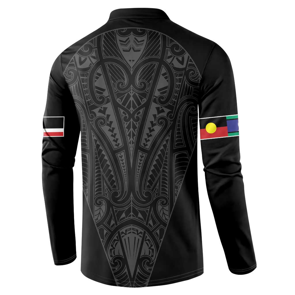 Queensland Maori Rugby Nga Hau e Wha Button Sweatshirt Black Motif