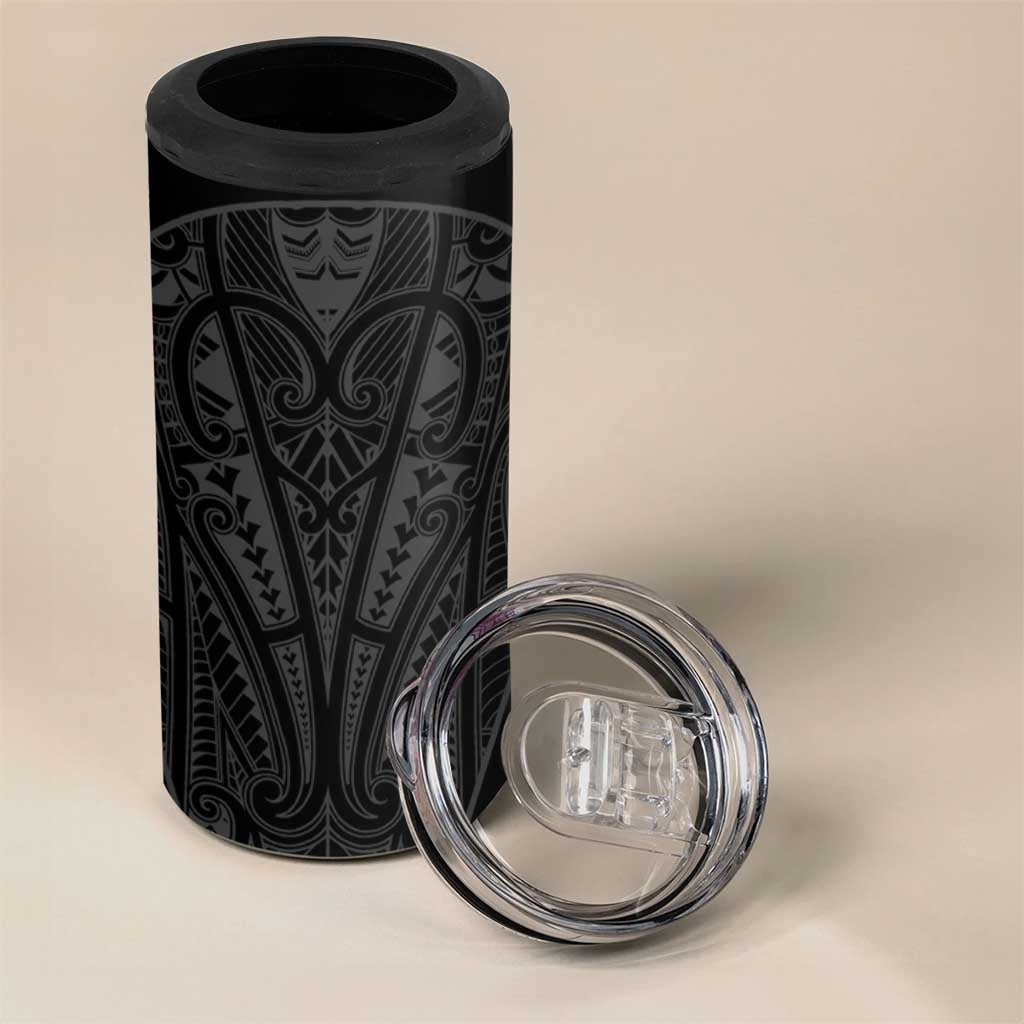 Queensland Maori Rugby Nga Hau e Wha 4 in 1 Can Cooler Tumbler Black Motif LT9 - Polynesian Pride