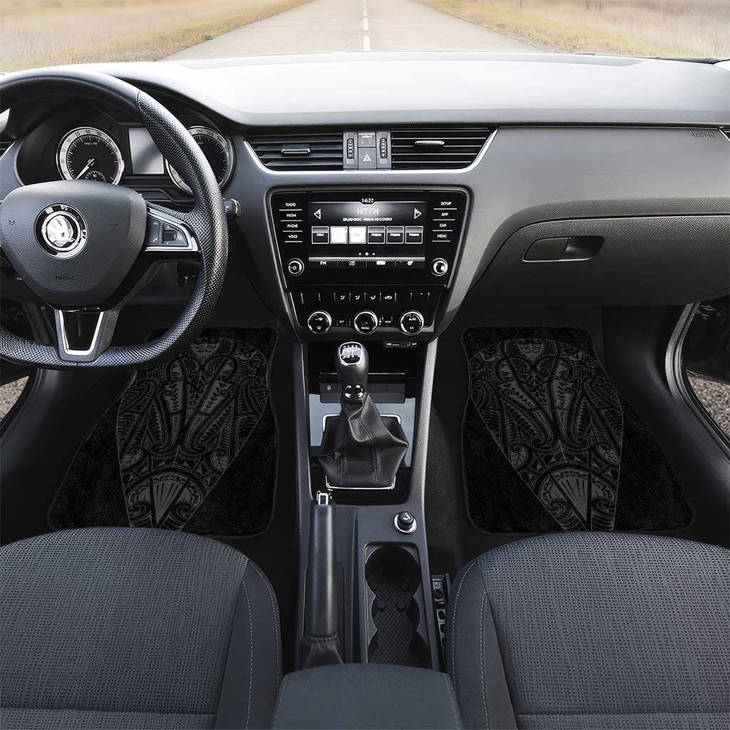 Queensland Maori Rugby Nga Hau e Wha Car Mats Black Motif LT9 Set 2pcs - Front Black - Polynesian Pride