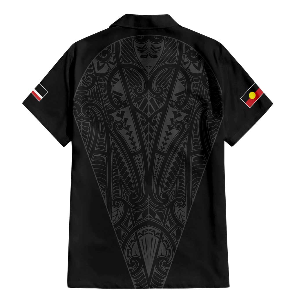 Queensland Maori Rugby Nga Hau e Wha Family Matching Mermaid Dress and Hawaiian Shirt Black Motif LT9 - Polynesian Pride