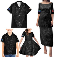 Queensland Maori Rugby Nga Hau e Wha Family Matching Puletasi and Hawaiian Shirt Black Motif LT9 - Polynesian Pride