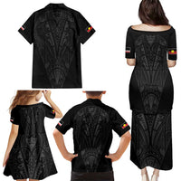 Queensland Maori Rugby Nga Hau e Wha Family Matching Puletasi and Hawaiian Shirt Black Motif LT9 - Polynesian Pride