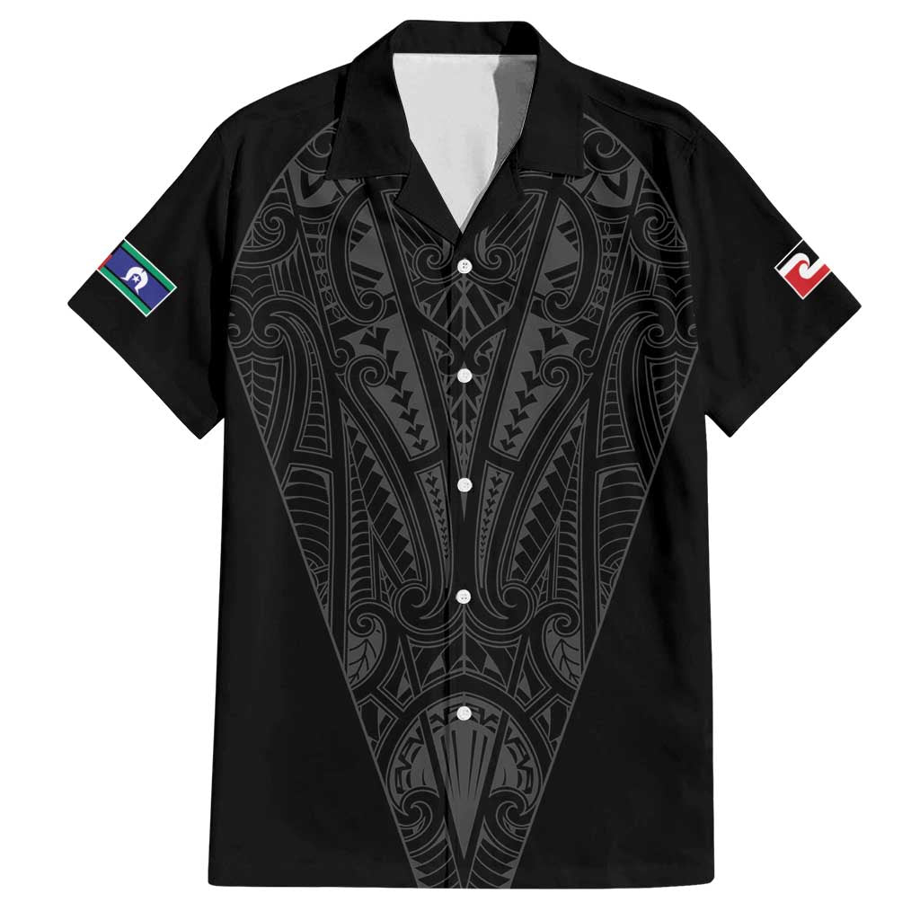 Queensland Maori Rugby Nga Hau e Wha Family Matching Puletasi and Hawaiian Shirt Black Motif LT9 Dad's Shirt - Short Sleeve Black - Polynesian Pride