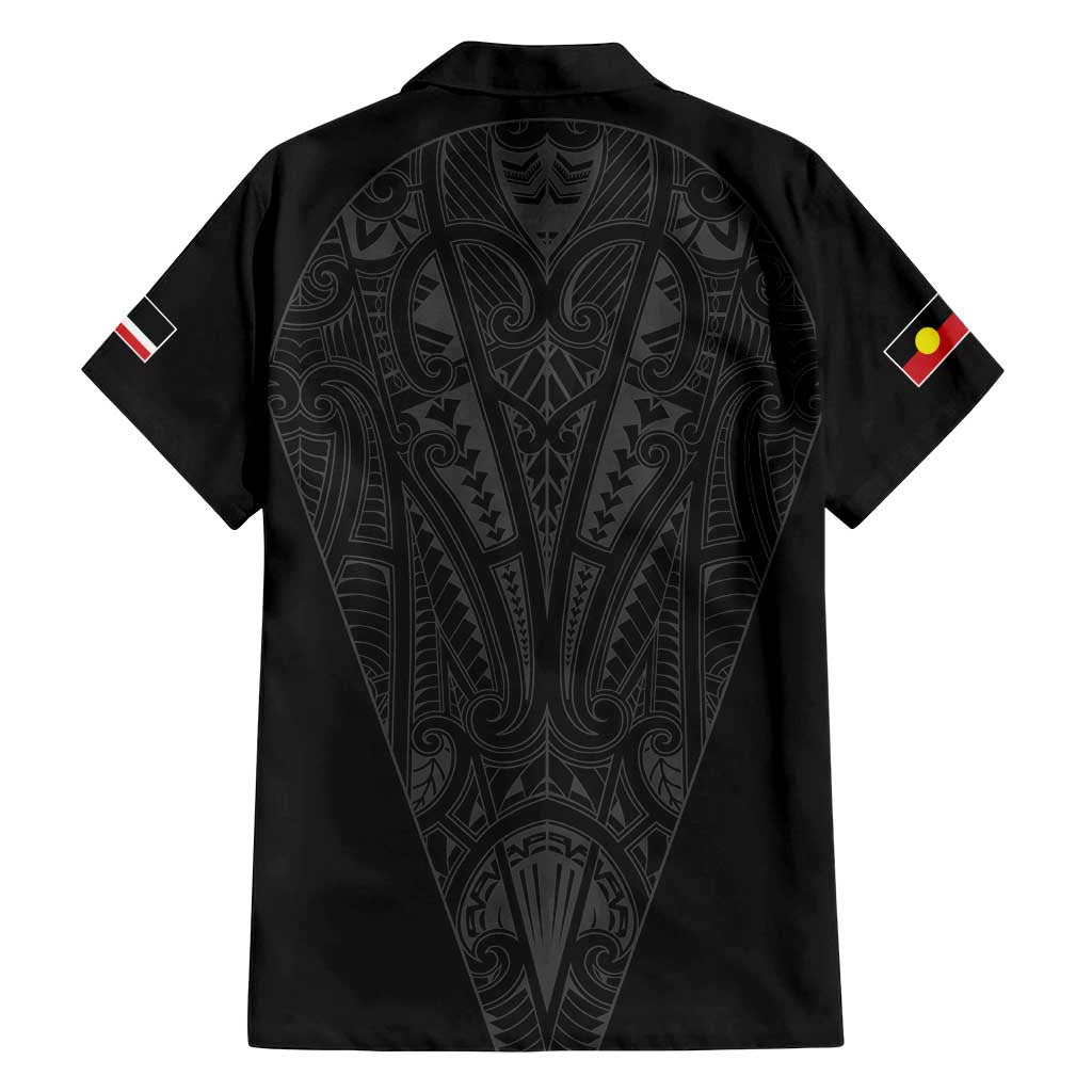 Queensland Maori Rugby Nga Hau e Wha Family Matching Puletasi and Hawaiian Shirt Black Motif LT9 - Polynesian Pride