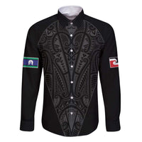 Queensland Maori Rugby Nga Hau e Wha Family Matching Summer Maxi Dress and Hawaiian Shirt Black Motif LT9 Dad's Shirt - Long Sleeve Black - Polynesian Pride
