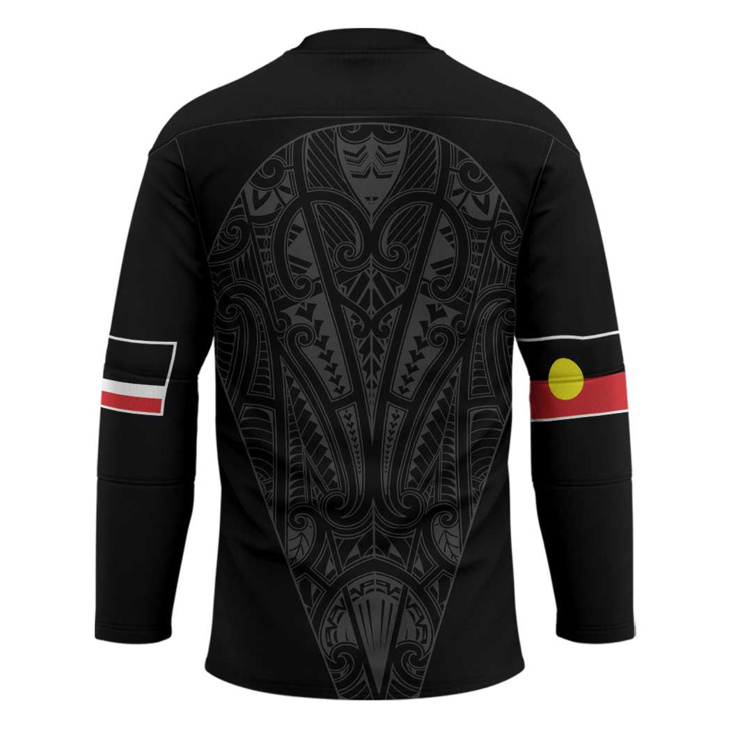 Queensland Maori Rugby Nga Hau e Wha Hockey Jersey Black Motif - Polynesian Pride
