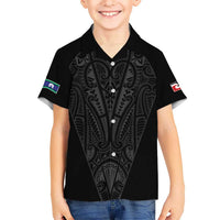 Queensland Maori Rugby Nga Hau e Wha Kid Hawaiian Shirt Black Motif LT9 Kid Black - Polynesian Pride