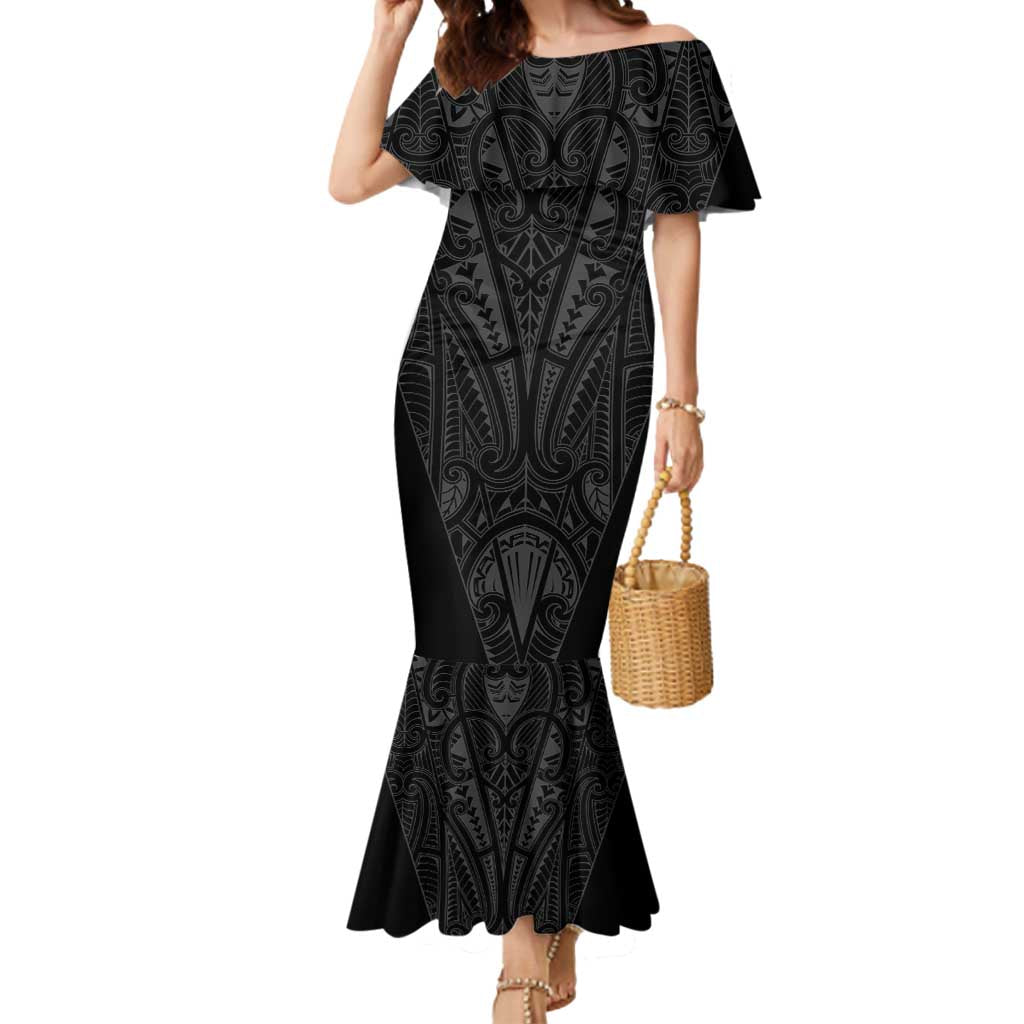 Queensland Maori Rugby Nga Hau e Wha Mermaid Dress Black Motif