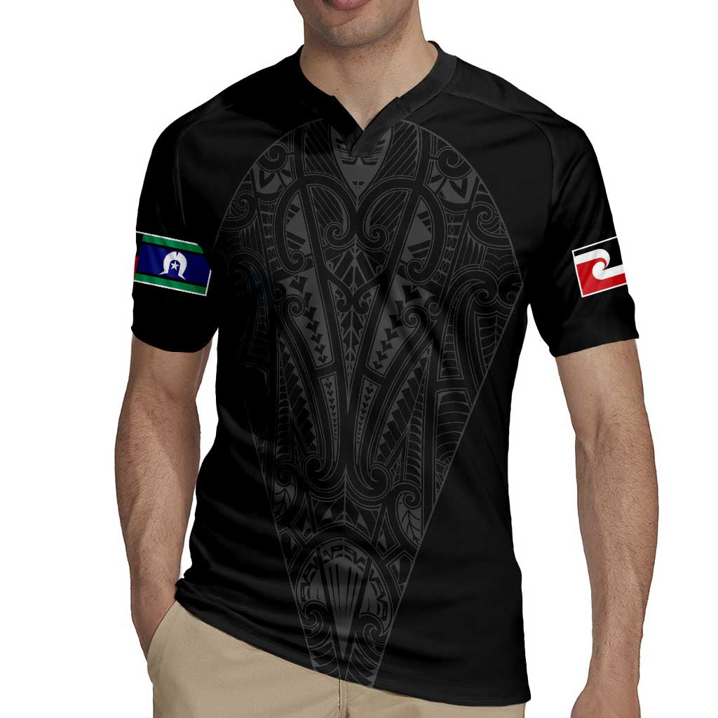 Queensland Maori Rugby Nga Hau e Wha Rugby Jersey Black Motif