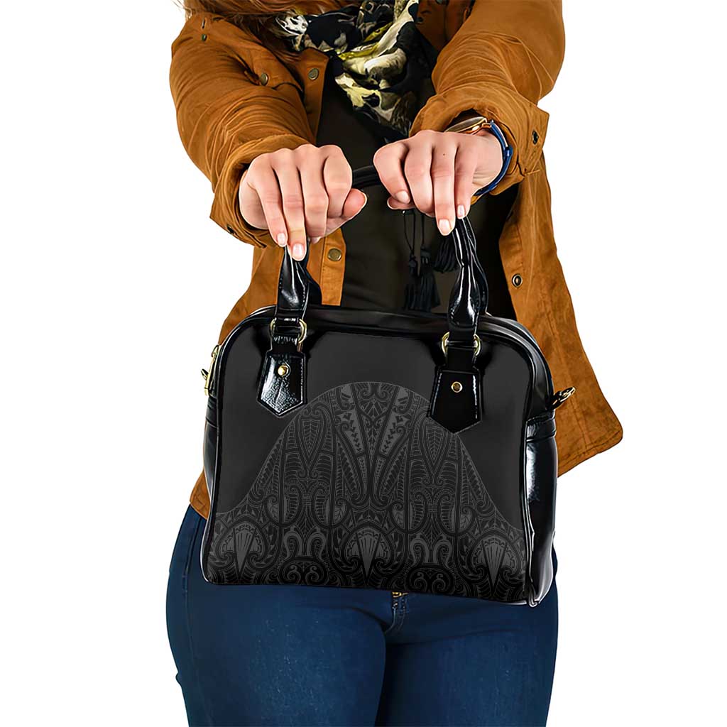 Queensland Maori Rugby Nga Hau e Wha Shoulder Handbag Black Motif