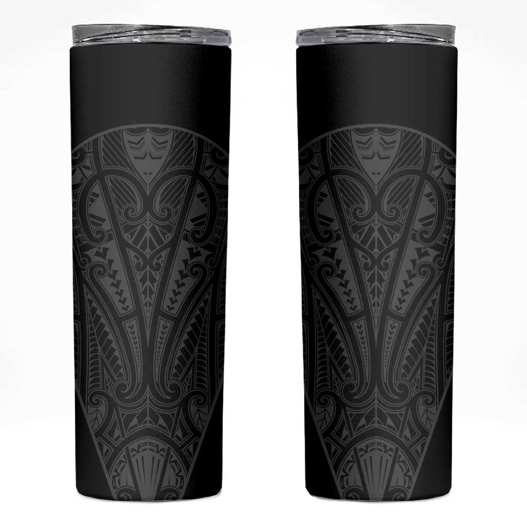 Queensland Maori Rugby Nga Hau e Wha Skinny Tumbler Black Motif LT9 Black - Polynesian Pride