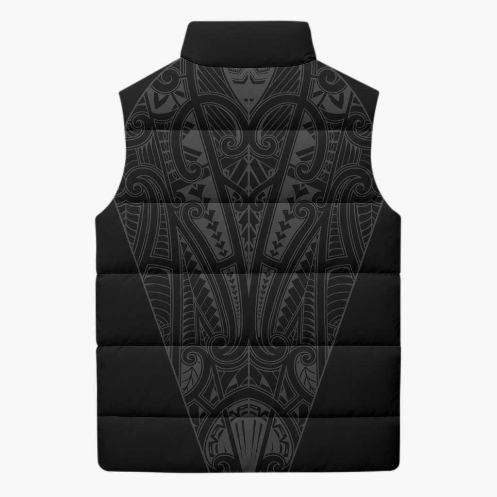 Queensland Maori Rugby Nga Hau e Wha Sleeveless Puffer Jacket Black Motif - Polynesian Pride