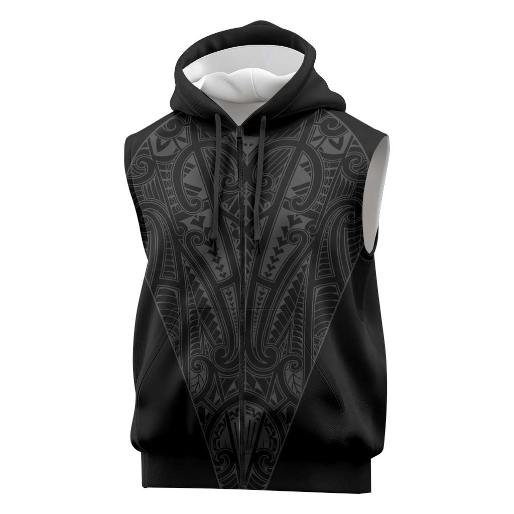 Queensland Maori Rugby Nga Hau e Wha Sleeveless Zip Hoodie Black Motif - Polynesian Pride