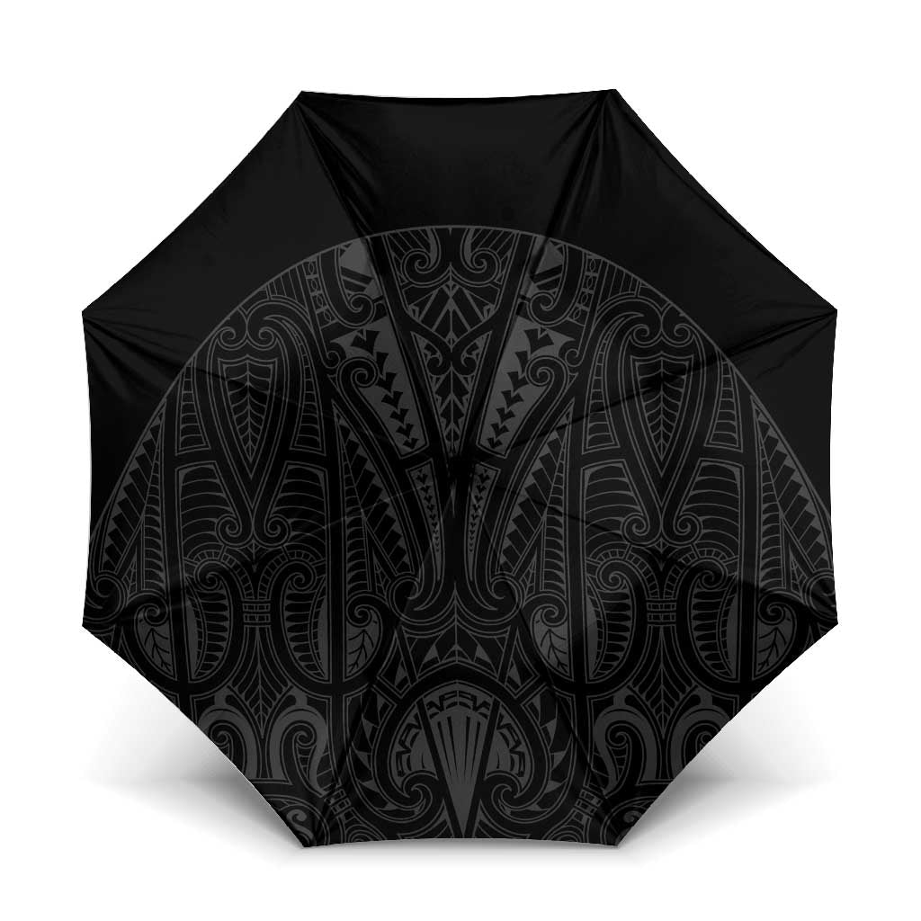 Queensland Maori Rugby Nga Hau e Wha Umbrella Black Motif LT9 One Size Folded 11.42 inch Opened Diameter 37.4 inch Black - Polynesian Pride