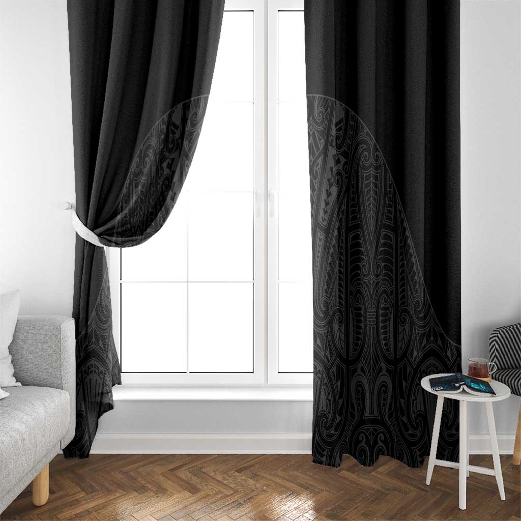 Queensland Maori Rugby Nga Hau e Wha Window Curtain Black Motif