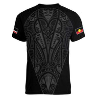 Queensland Maori Rugby Nga Hau e Wha Women V-Neck T-Shirt Black Motif LT9 - Polynesian Pride