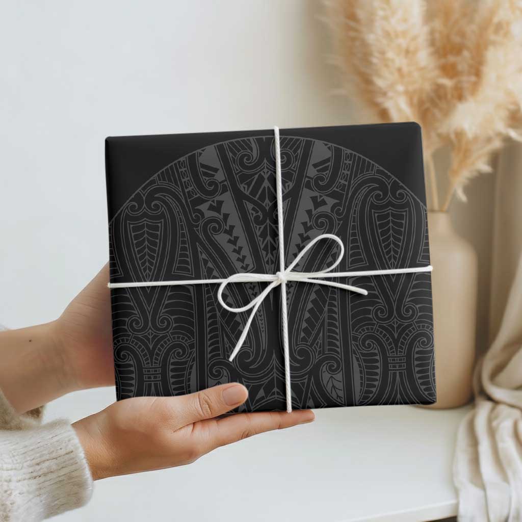 Queensland Maori Rugby Nga Hau e Wha Wrapping Paper Black Motif - Polynesian Pride