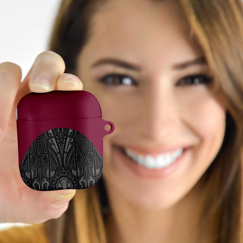 Queensland Maori Rugby Nga Hau e Wha AirPods Case Maroon Motif - Polynesian Pride