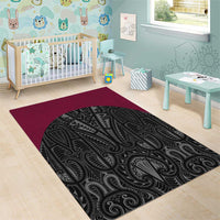 Queensland Maori Rugby Nga Hau e Wha Area Rug Maroon Motif