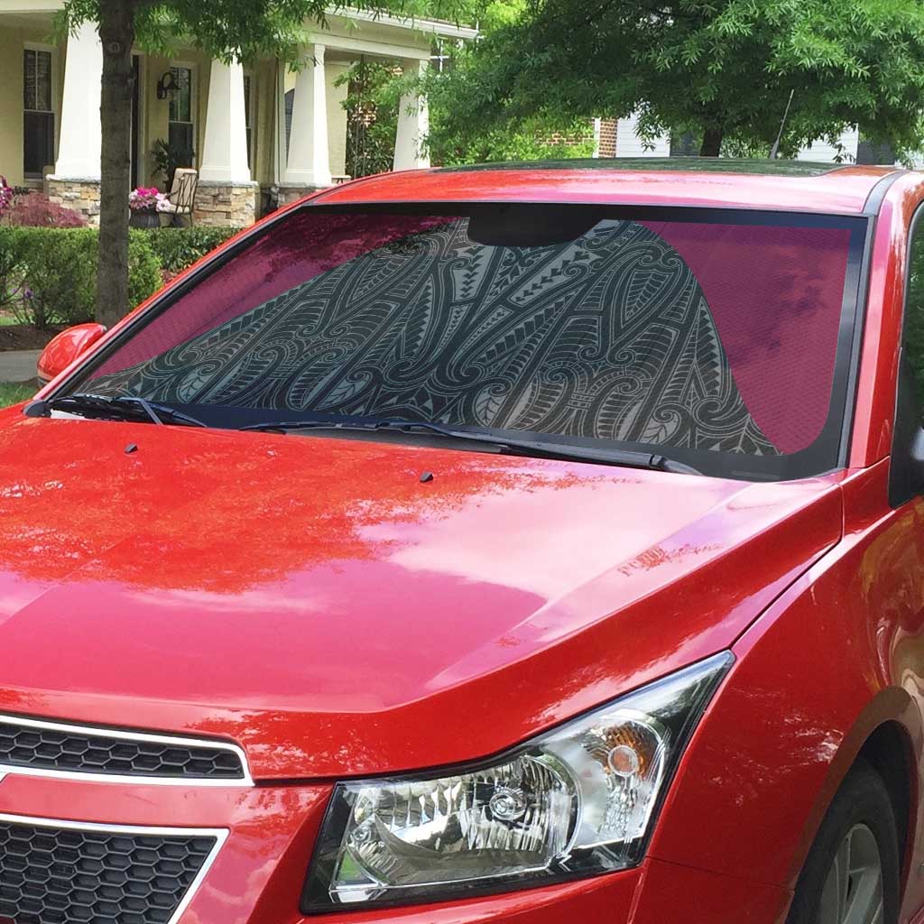 Queensland Maori Rugby Nga Hau e Wha Auto Sun Shade Maroon Motif - Polynesian Pride